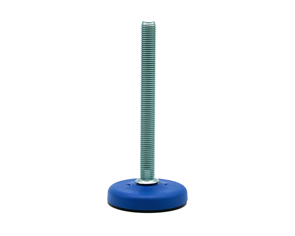 Maschinenfuß / Gelenkfuß ECO16 PA blau, Ø 83 mm, M16 x 200 mm Stahl, Bohrungen, NBR