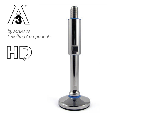 Maschinenfuß / Gelenkfuß TEKNO-HYGIENIC 3-A, Ø 80 mm Edelstahl, M24 x 190 mm, NBR