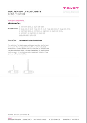 Konformitätserklärung Modulbänder Zubehör TPS Friktion