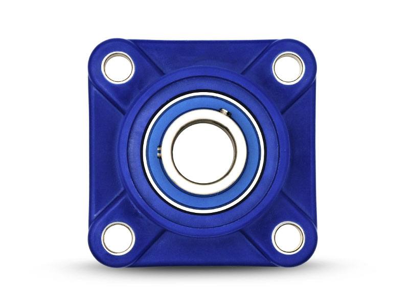 MOVET® Waterproof IP69K Hygiene 4-Loch Flanschlager FPLW 208, Gehäuse blau, MB Edelstahl, Ø 40 mm