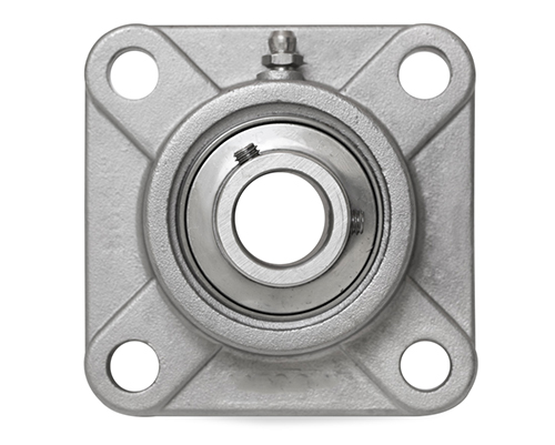 MOVET® 4-Loch Flanschlager SF 208, Gehäuse Edelstahl, MUC Edelstahl, Ø 40 mm