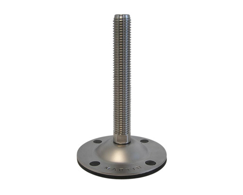 Maschinenfuß / Gelenkfuß BLECHTELLER Stahl, Ø 123 mm, M20 x 150 mm, Bohrungen, NBR