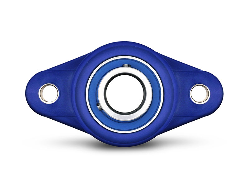 MOVET® Waterproof IP69K Hygiene 2-Loch Flanschlager NFLW 204, Gehäuse blau, MB Edelstahl, Ø 20 mm