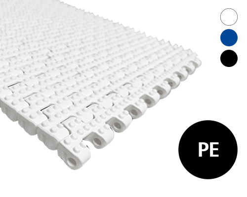 Modulband 12-438 geschlossene genoppte Oberfläche, 2 % flow, p=12,5  PE, FDA, USDA, FSIS