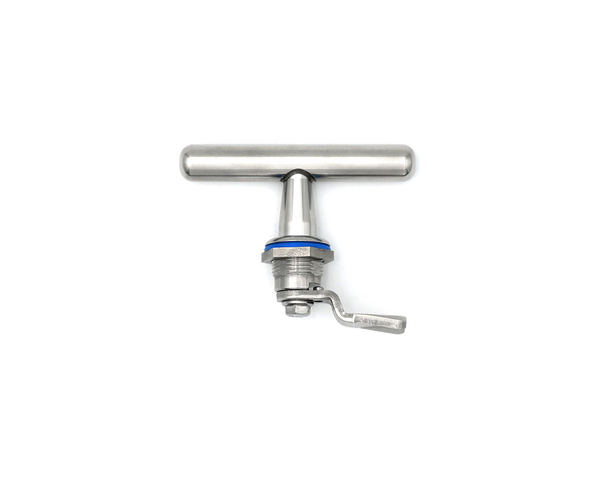 HYGIENIC 3A Drehriegel Edelstahl 90° mit T-Griff, 3-A, IP69K, H = 22 mm, gebürstet