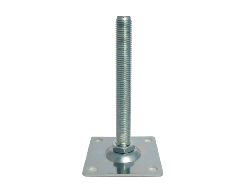 Maschinenfuß / Gelenkfuß BLECHTELLER Stahl, 100 x 100 mm, M24 x 150 mm, Bohrungen
