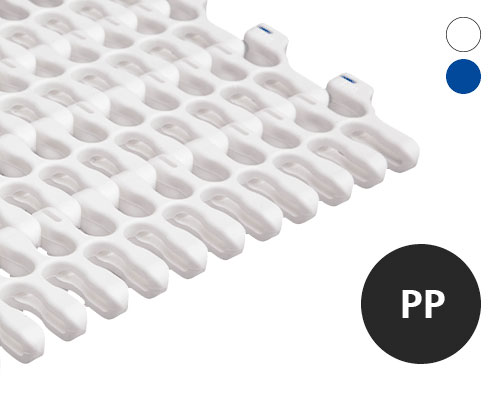 Modulband S201, kurvengängig, gitterförmige Oberfläche, 52 % flow, p= 50  PP, FDA