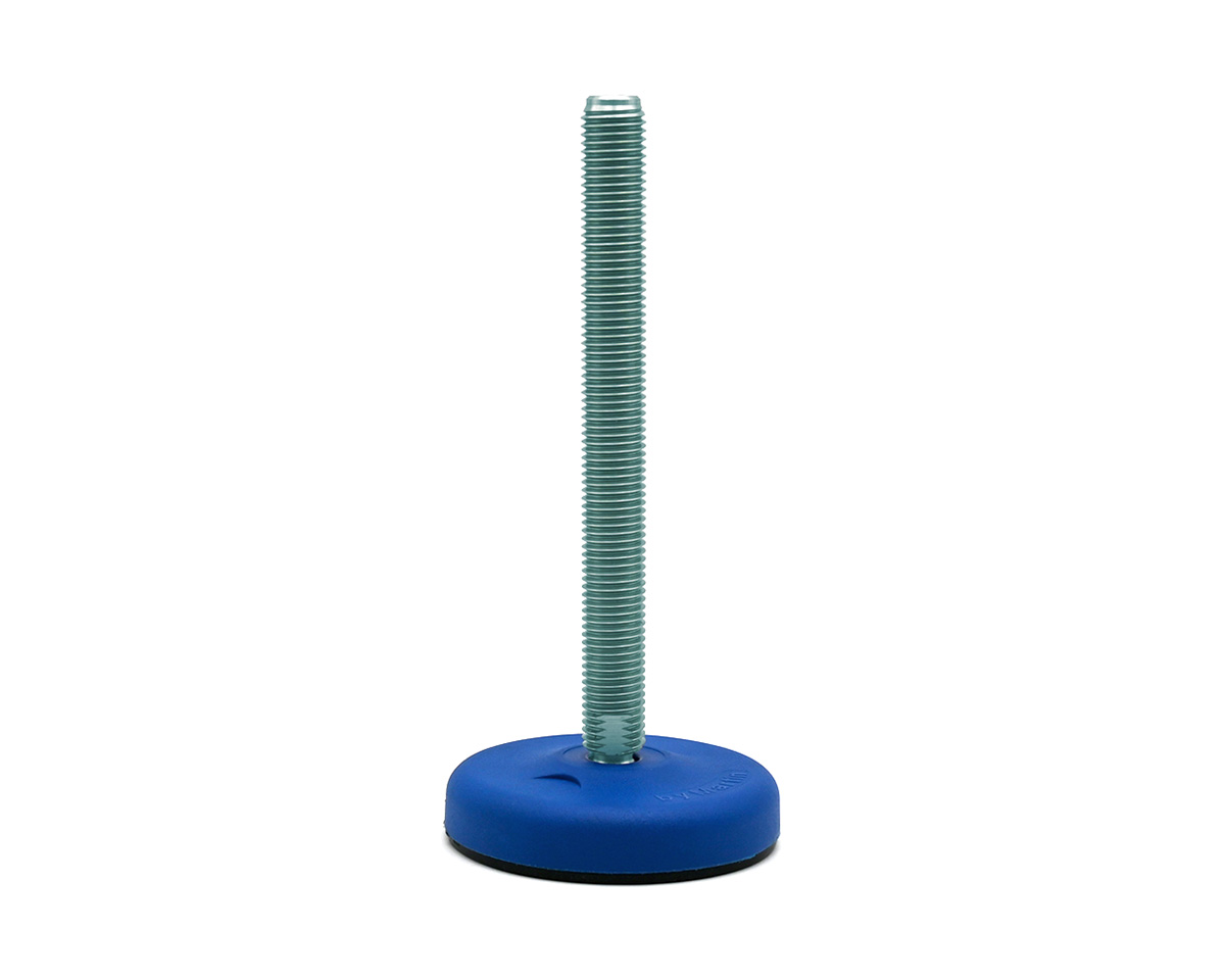 Maschinenfuß / Gelenkfuß ECO30 PA blau, Ø 83 mm, M16 x 150 mm Stahl, Bohrungen, NBR