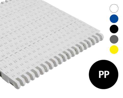 Modulband 50-630 perforierte Oberfläche, 3 mm Rippen, 9 % flow, p=50  PP, FDA, USDA, FSIS
