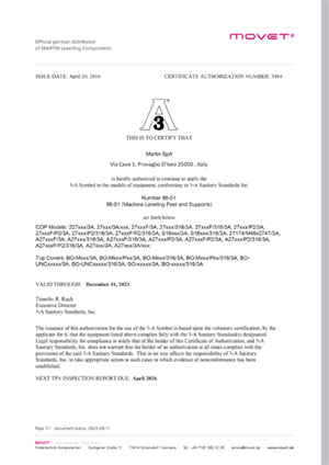 3A Zertifikat Hygienefüße