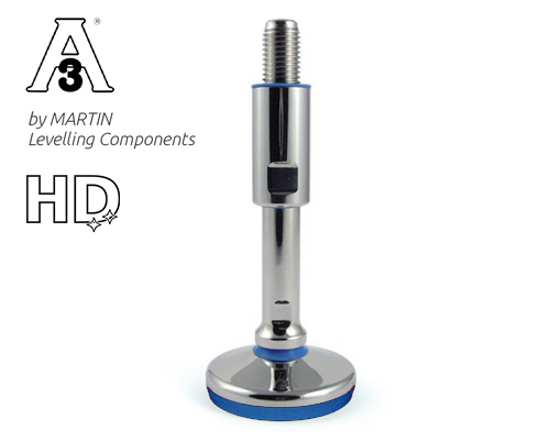 Maschinenfuß / Gelenkfuß TEKNO-HYGIENIC 3-A, Ø 80 mm Edelstahl, M24 x 140 mm, EPDM