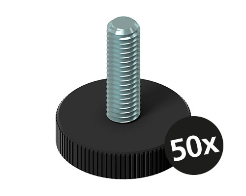 Maschinenfuß / Stellfuß MINI, Ø 25 mm, M10 x 35 mm Stahl, VPE 50 St