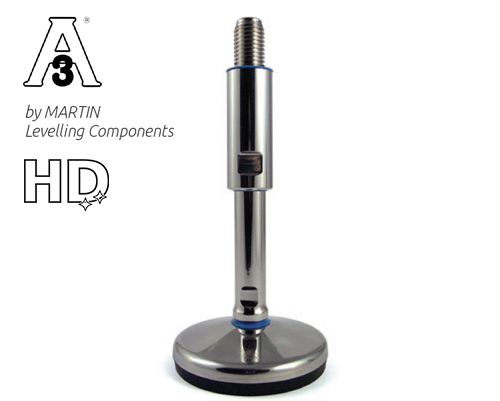 Maschinenfuß / Gelenkfuß TEKNO-HYGIENIC 3-A, Ø 150 mm Edelstahl, M30 x 140 mm, NBR