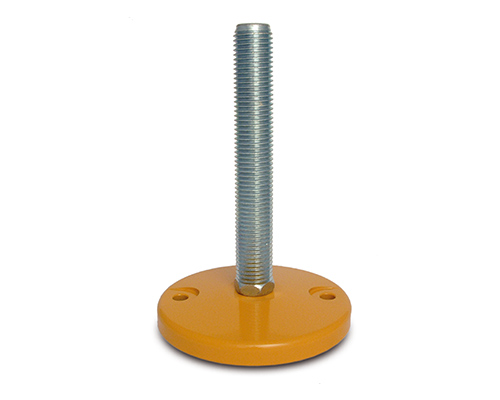 Maschinenfuß / Stellfuß MASSIV Stahl, Ø 159 mm, M20 x 100 mm, gelb, Bohrungen, NBR