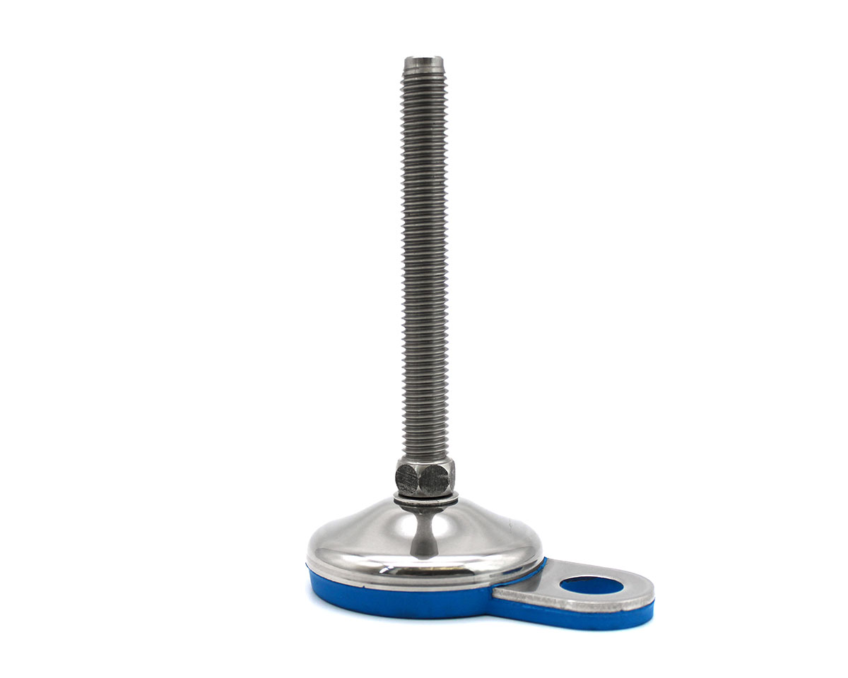 Maschinenfuß / Gelenkfuß VULCANIZED Edelstahl, Ø 60 mm, M10 x 75 mm, Lasche, EPDM
