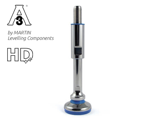 Maschinenfuß / Gelenkfuß TEKNO-HYGIENIC 3-A, Ø 50 mm Edelstahl, M20 x 190 mm, EPDM