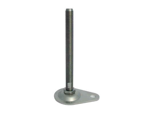 Maschinenfuß / Gelenkfuß BLECHTELLER Edelstahl, oval Ø 65 mm, M12 x 100 mm, Fix Mutter, Bohrung
