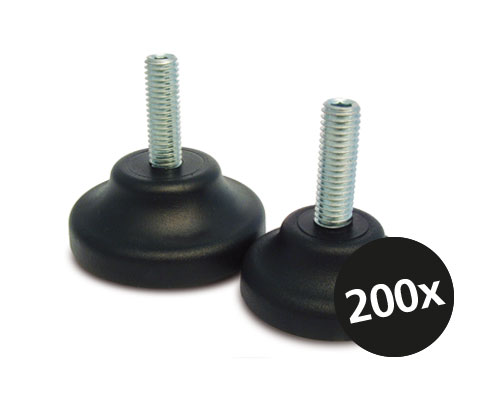 Maschinenfuß / Stellfuß MINI, Ø 40 mm, M10 x 25 mm Stahl, NBR, VPE 200 St.