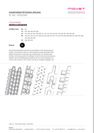 Konformitätserklärung Modulbänder - PE
