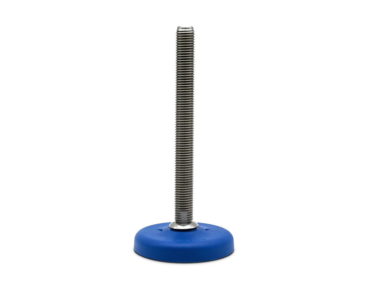 Maschinenfuß / Gelenkfuß ECO16 PA blau, Ø 103 mm, M20 x 150 mm Edelstahl, Bohrungen