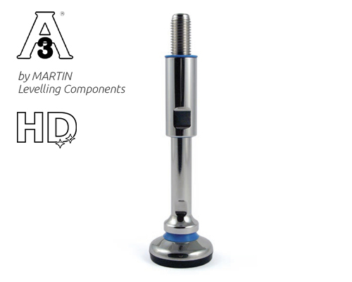 Maschinenfuß / Gelenkfuß TEKNO-HYGIENIC 3-A, Ø 60 mm Edelstahl, M12 x 140 mm, NBR