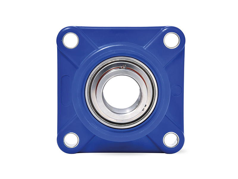 MOVET® Waterproof IP69K Hygiene 4-Loch Flanschlager FPLW 202, Gehäuse blau, MB Edelstahl, Ø 15 mm