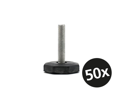 Maschinenfuß / Stellfuß MINI, Ø 38 mm, M8 x 35 mm Stahl, NBR, VPE 50 St