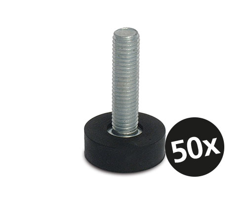 Maschinenfuß / Stellfuß MINI, Ø 30 mm, M12 x 25 mm Stahl, NBR, VPE 50 St