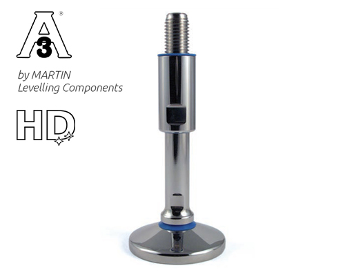Maschinenfuß / Gelenkfuß TEKNO-HYGIENIC 3-A, Ø 100 mm Edelstahl, M20 x 190 mm
