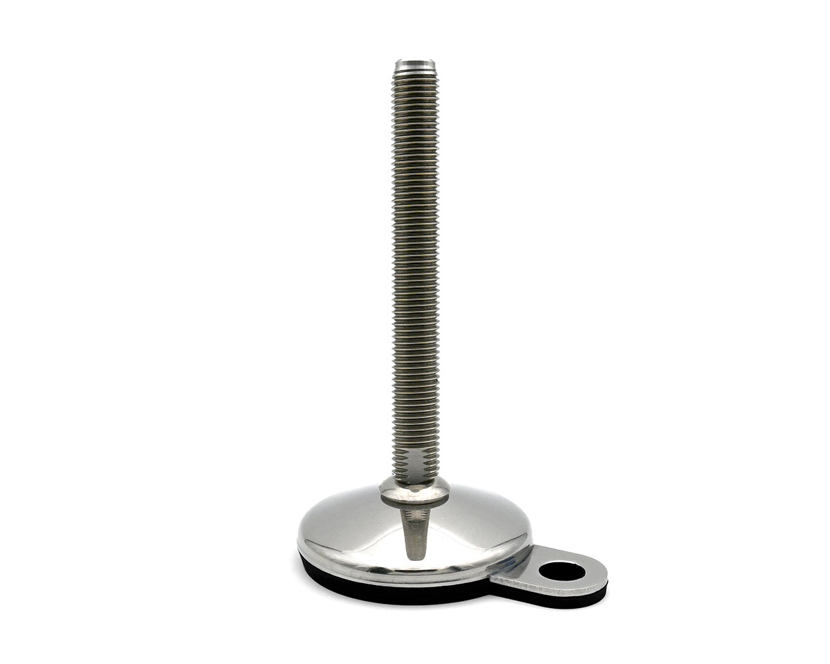 Maschinenfuß / Gelenkfuß VULCANIZED Edelstahl, Ø 80 mm, M16 x 125 mm, Hygiene, Lasche, NBR