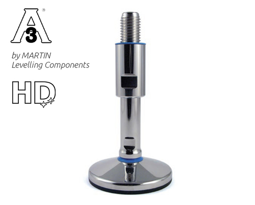 Maschinenfuß / Gelenkfuß TEKNO-HYGIENIC 3-A, Ø 150 mm Edelstahl, M24 x 190 mm, NBR