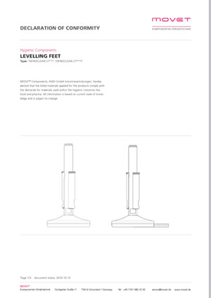USDA Zertifikat Maschinenfüße Teknoclean