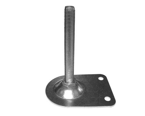 Maschinenfuß / Stellfuß BLECHTELLER Stahl, 112 x 80 mm, M20 x 150 mm, Fix Mutter, Bohrungen