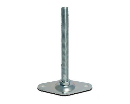 Maschinenfuß / Gelenkfuß BLECHTELLER Stahl, oval Ø 65 mm, M12 x 150 mm, Fix Mutter, Bohrungen, NBR