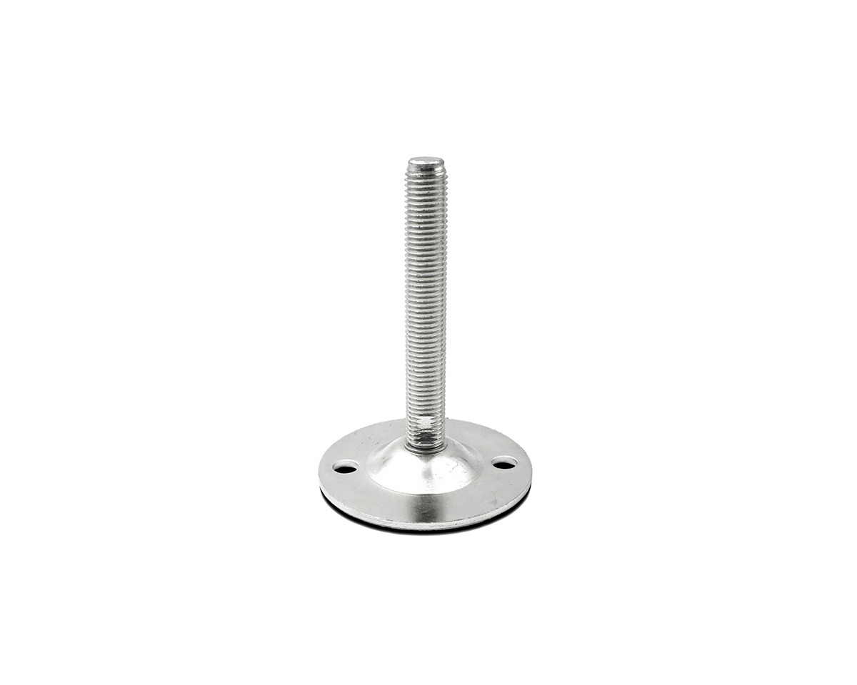 Maschinenfuß / Gelenkfuß BLECHTELLER Edelstahl, Ø 85 mm, M20 x 100 mm, Bohrungen, NBR