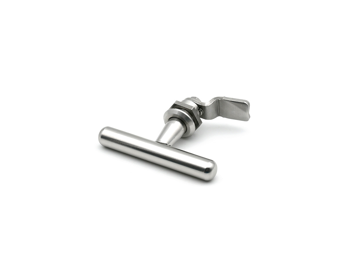 Drehriegel Edelstahl 90° mit T-Griff, Ø 28 mm, H = 28, IP67, gebürstet