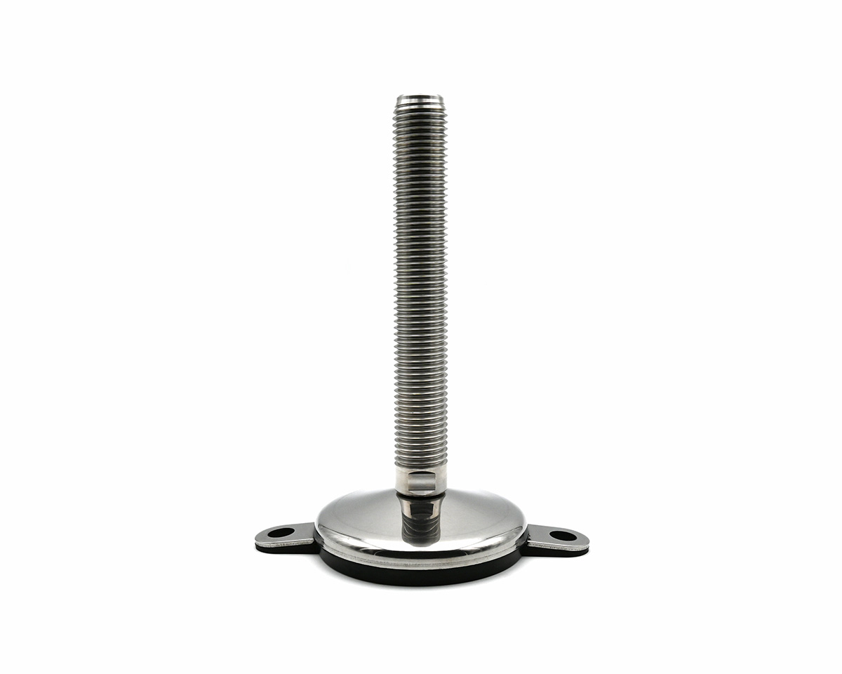 Maschinenfuß / Gelenkfuß VULCANIZED Edelstahl, Ø 120 mm, M30 x 250 mm, 2 Laschen, NBR