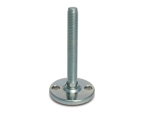 Maschinenfuß / Stellfuß MASSIV Stahl, Ø 65 mm, M10 x 50 mm, Bohrungen, NBR