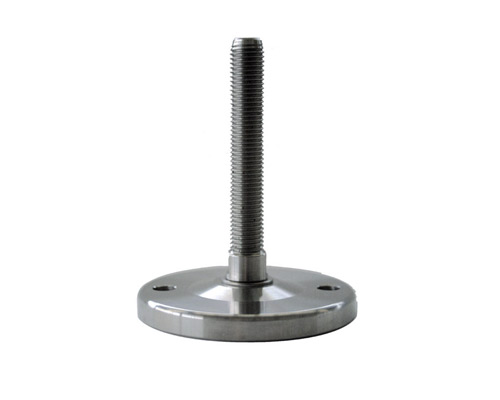 Maschinenfuß / Stellfuß MASSIV Edelstahl, Ø 100 mm, M24 x 150 mm, Bohrungen, NBR