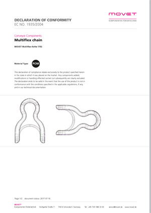 Konformitätserklärung Multiflex-Ketten POM