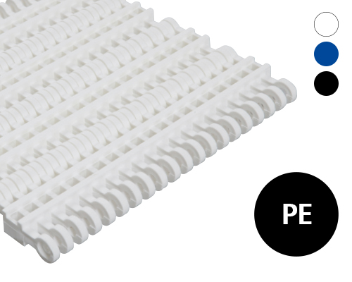 Modulband 50-300 gitterförmig mit Querstegen, 27 % flow, p=50  POM, FDA, USDA, FSIS