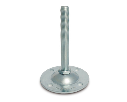 Maschinenfuß / Stellfuß BLECHTELLER Stahl, Ø 123 mm, M20 x 200 mm, Fix Mutter, Bohrungen