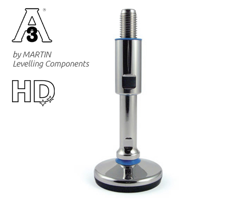 Maschinenfuß / Gelenkfuß TEKNO-HYGIENIC 3-A, Ø 80 mm Edelstahl, M24 x 190 mm, NBR