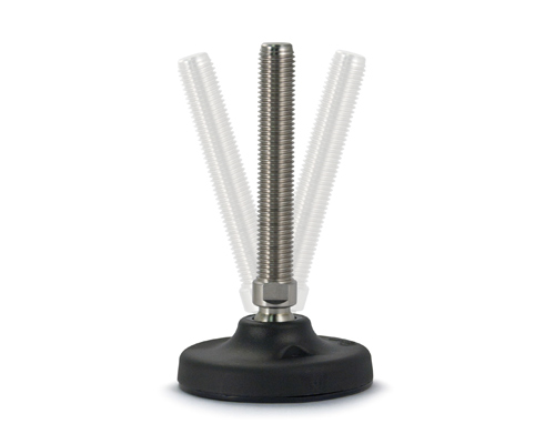 Maschinenfuß / Gelenkfuß PA, Ø 83 mm, M10 x 50 mm Edelstahl, Bohrungen, NBR