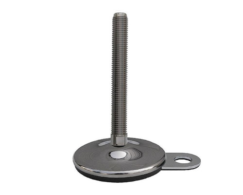 Maschinenfuß / Gelenkfuß VULCANIZED Edelstahl, Ø 100 mm, M24x2 x 150 mm, Lasche, NBR